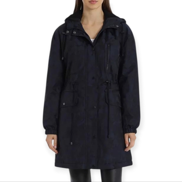 Avec Les Filles Outerwear Fall Navy Hooded Streetwear Office City Jacket Coat - Picture 2 of 15